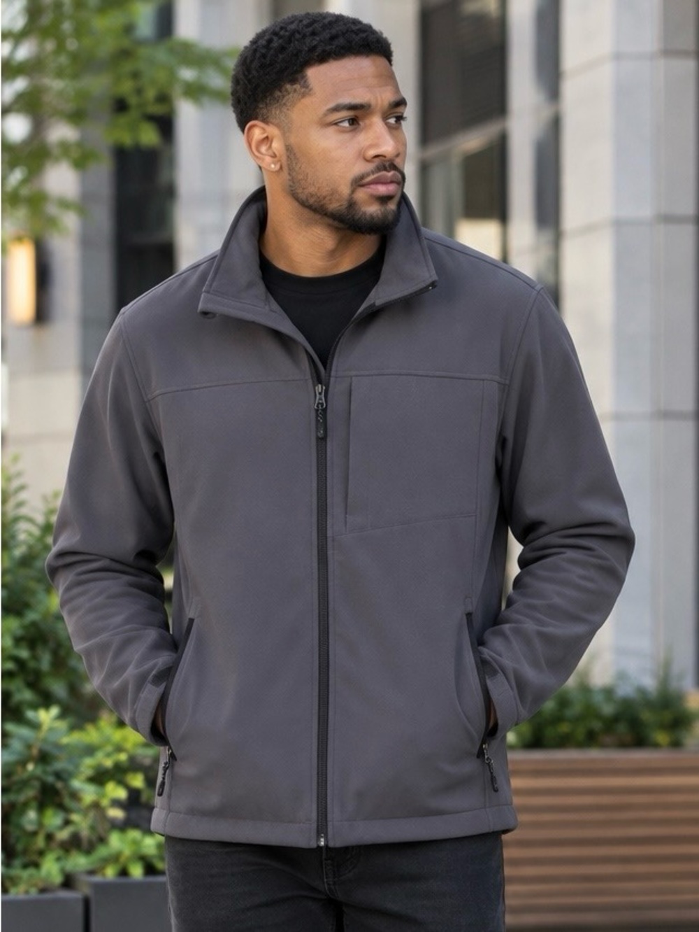 Swiss Tech Men's Softshell Grey Jacket Size L 42-44 Peak Technology